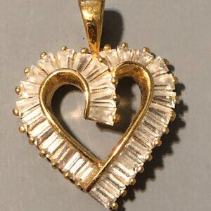 Gold over Sterling Silver Crystal Heart Pendant